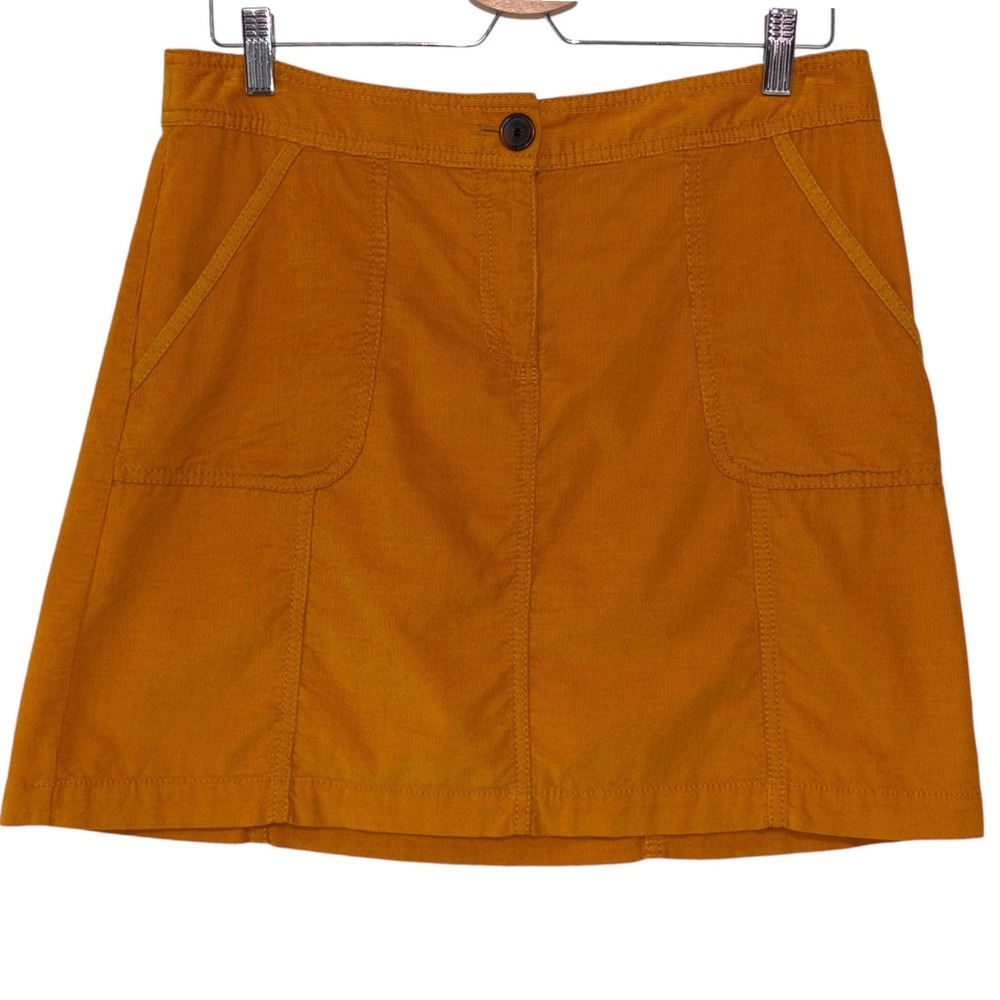 Caslon Mini Skirt Women Corduroy Mustard Yellow Boho Retro Size 8 Excellent